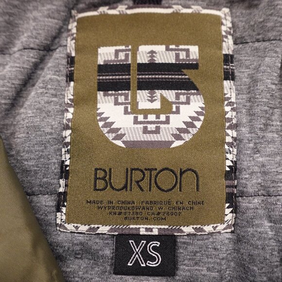 Burton Aztec Print Insulated Snowboard Jacket Women’s XS Olive Green Beige Hood - Picture 2 of 16